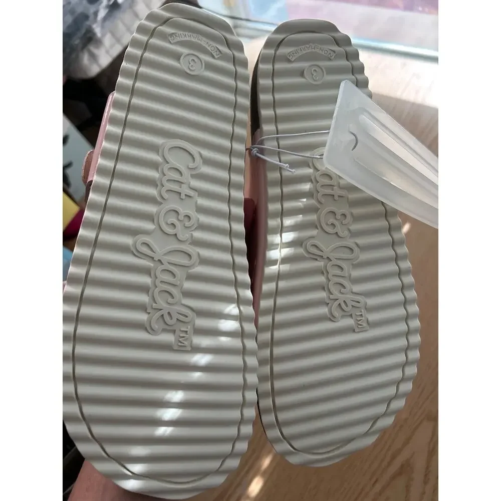 New Girls Cat & Jack Rhinestones slip in sandals light pink size 3